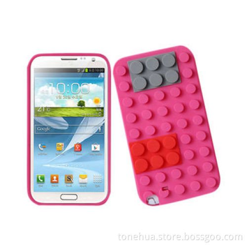 Creative Building Block Silicone Cases for Samsung Note2/N7100 with Holder